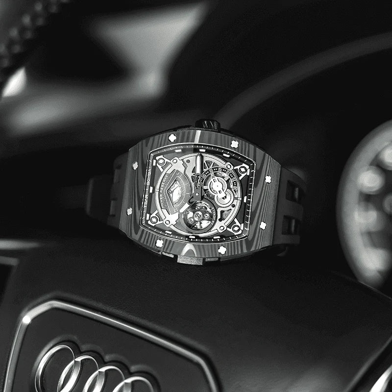 Carbon Fiber Kinetic Energy Display Automatic Watch