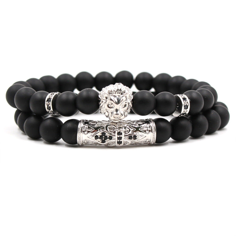 Suit Frosted Stone Stretch Bracelet