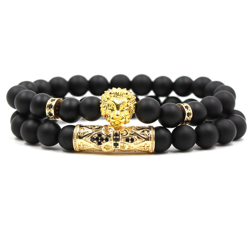 Suit Frosted Stone Stretch Bracelet