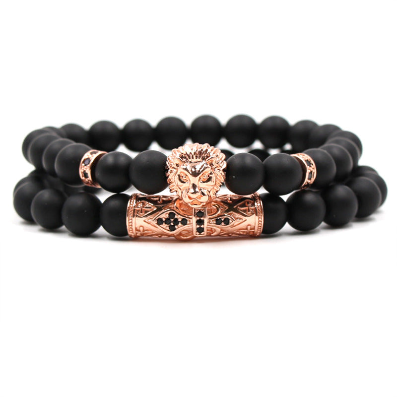 Suit Frosted Stone Stretch Bracelet