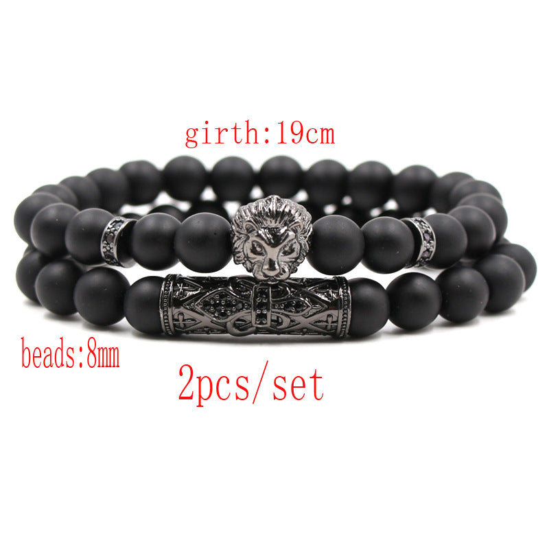 Suit Frosted Stone Stretch Bracelet