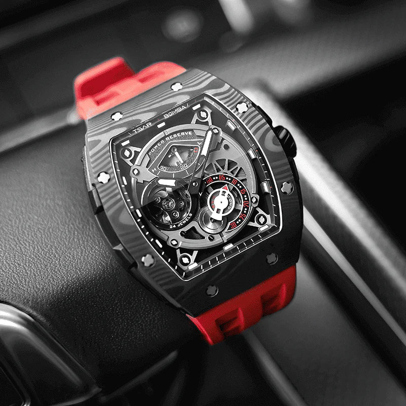 Carbon Fiber Kinetic Energy Display Automatic Watch