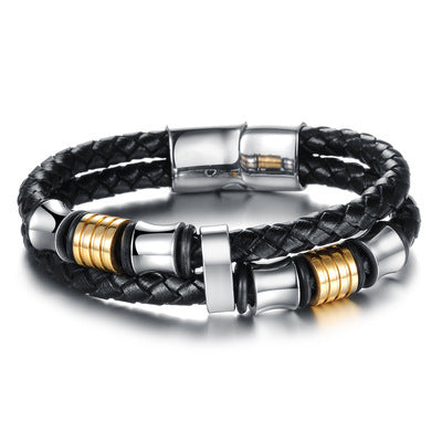 Magnetic Buckle Knitted Leather Bracelet