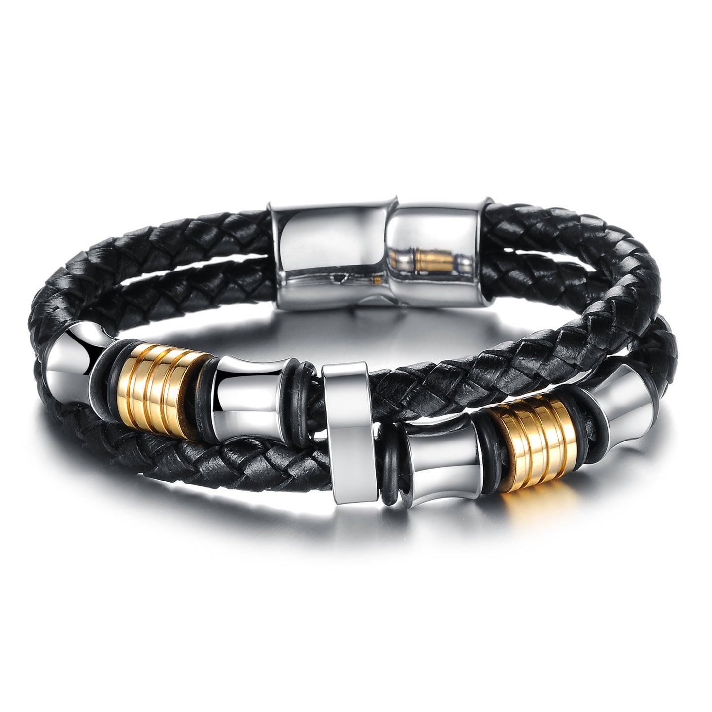 Magnetic Buckle Knitted Leather Bracelet