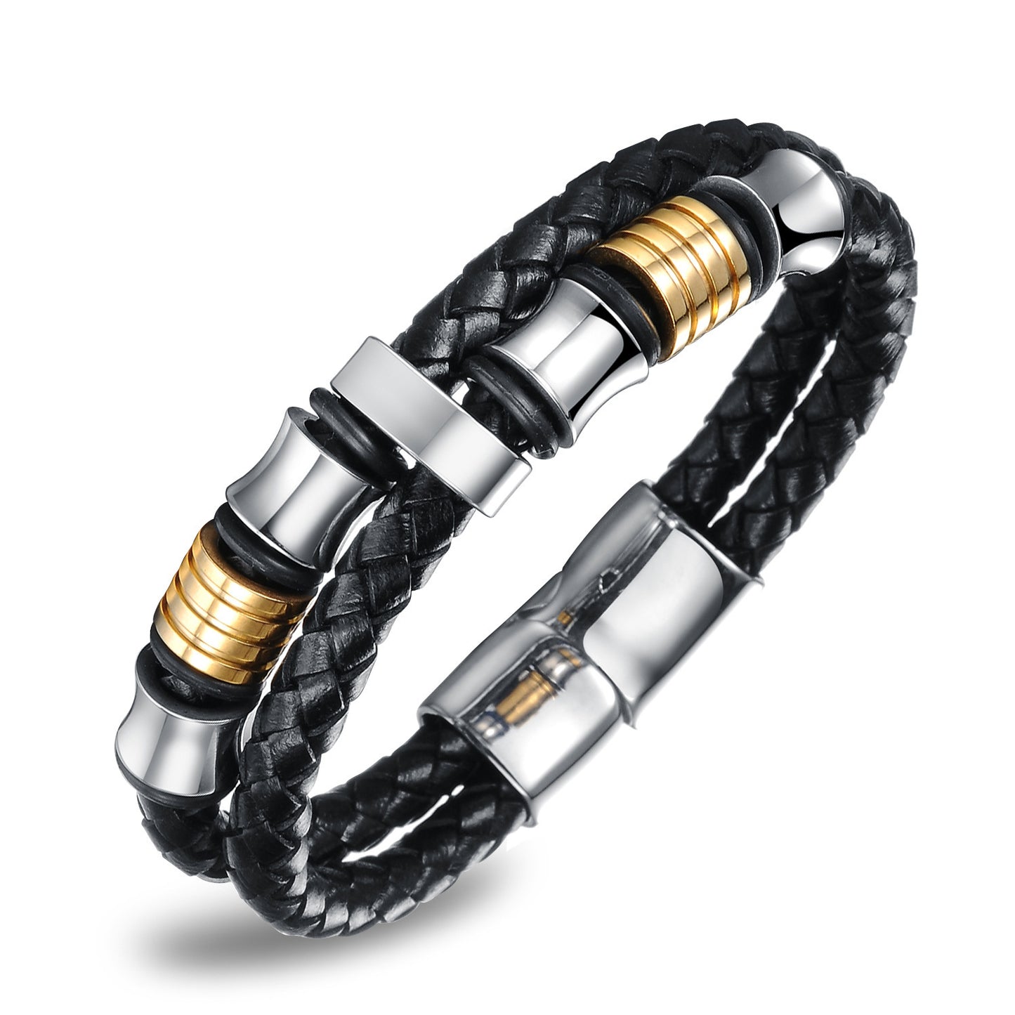 Magnetic Buckle Knitted Leather Bracelet