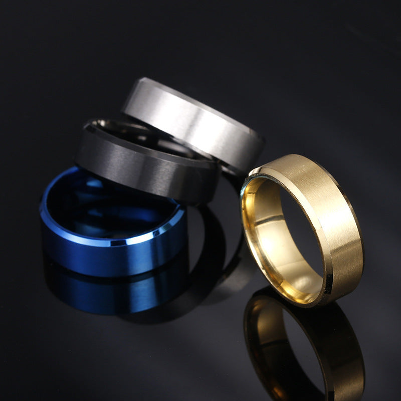 8MM Matte Stainless Steel Men's Ring