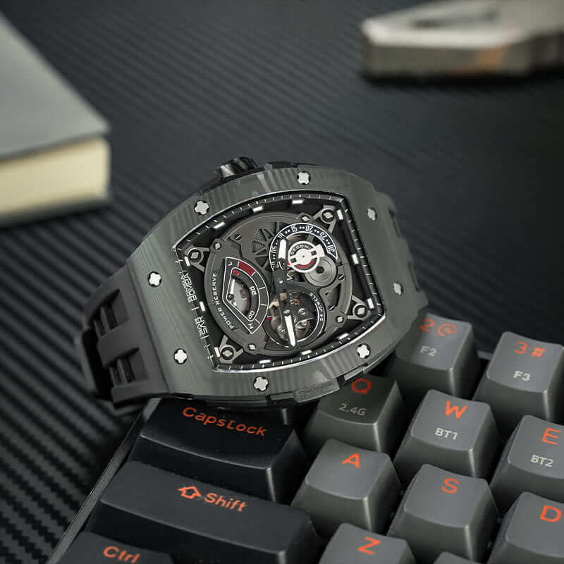 Carbon Fiber Kinetic Energy Display Automatic Watch