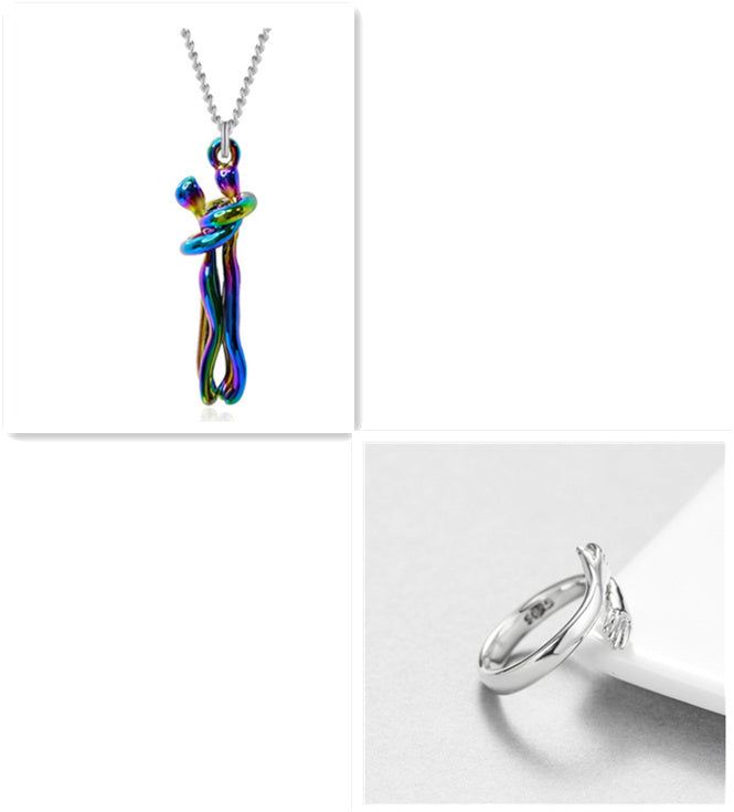 Love Hug Necklace Unisex Men-Women Couple Jewelry Simple Temperament Clavicle Chain Lover Gift