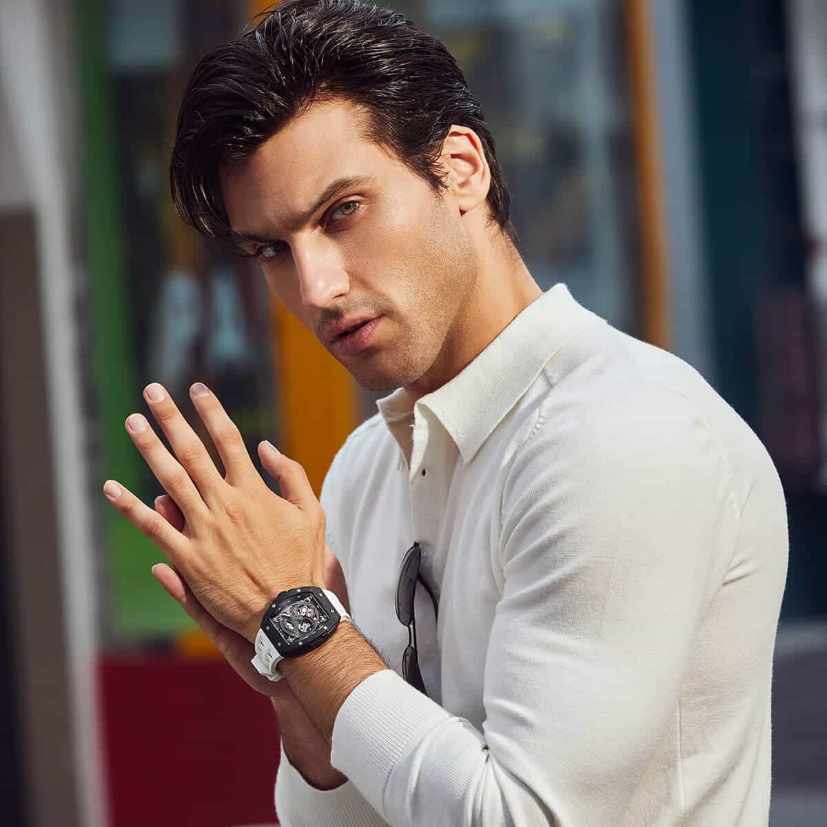 Carbon Fiber Kinetic Energy Display Automatic Watch