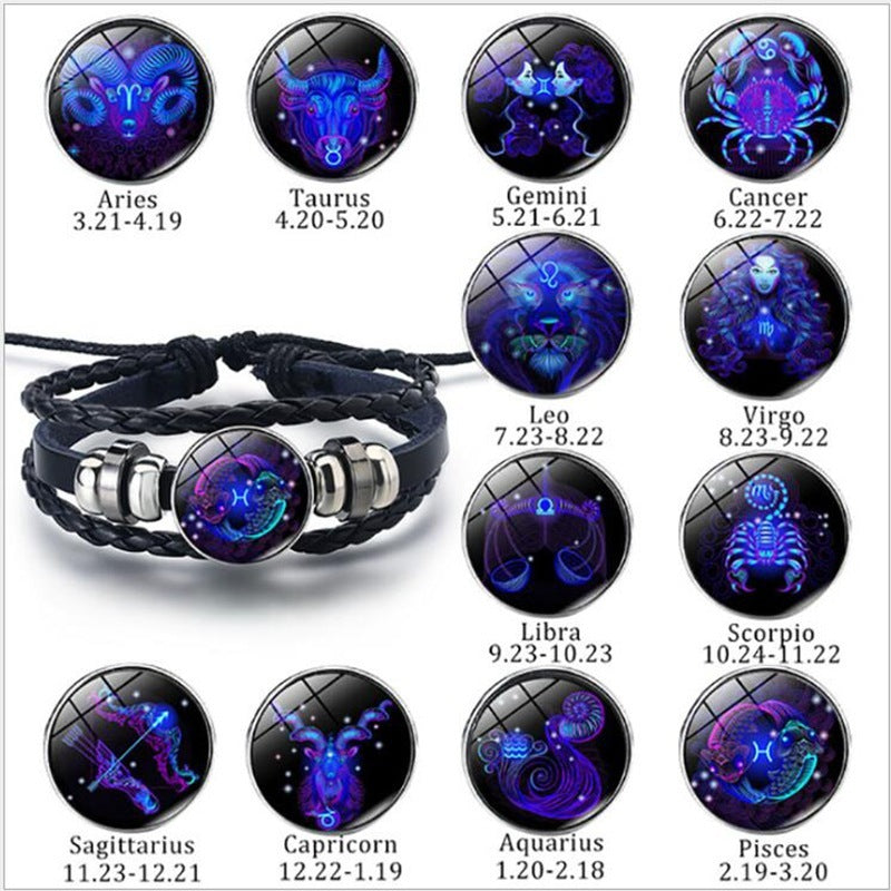 Zodiac Constellation Bracelet Braided Design Bracelet For Men, Women and Kids
