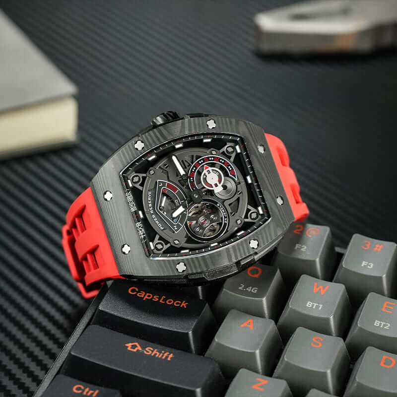 Carbon Fiber Kinetic Energy Display Automatic Watch