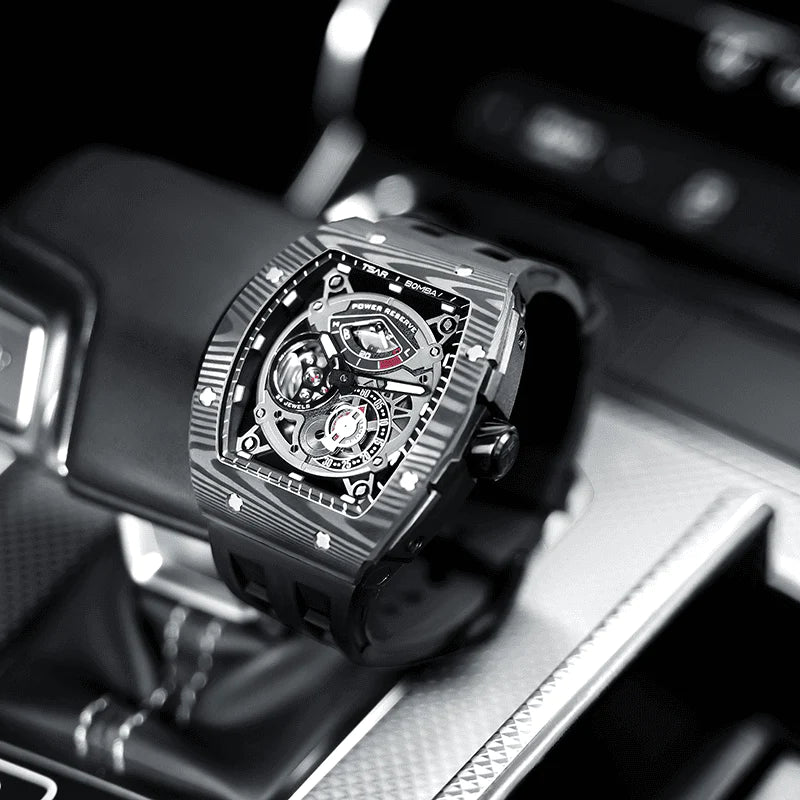 Carbon Fiber Kinetic Energy Display Automatic Watch