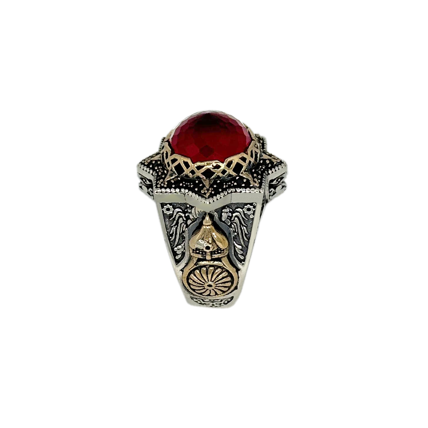Silver Ring with Red Zirconia Stone