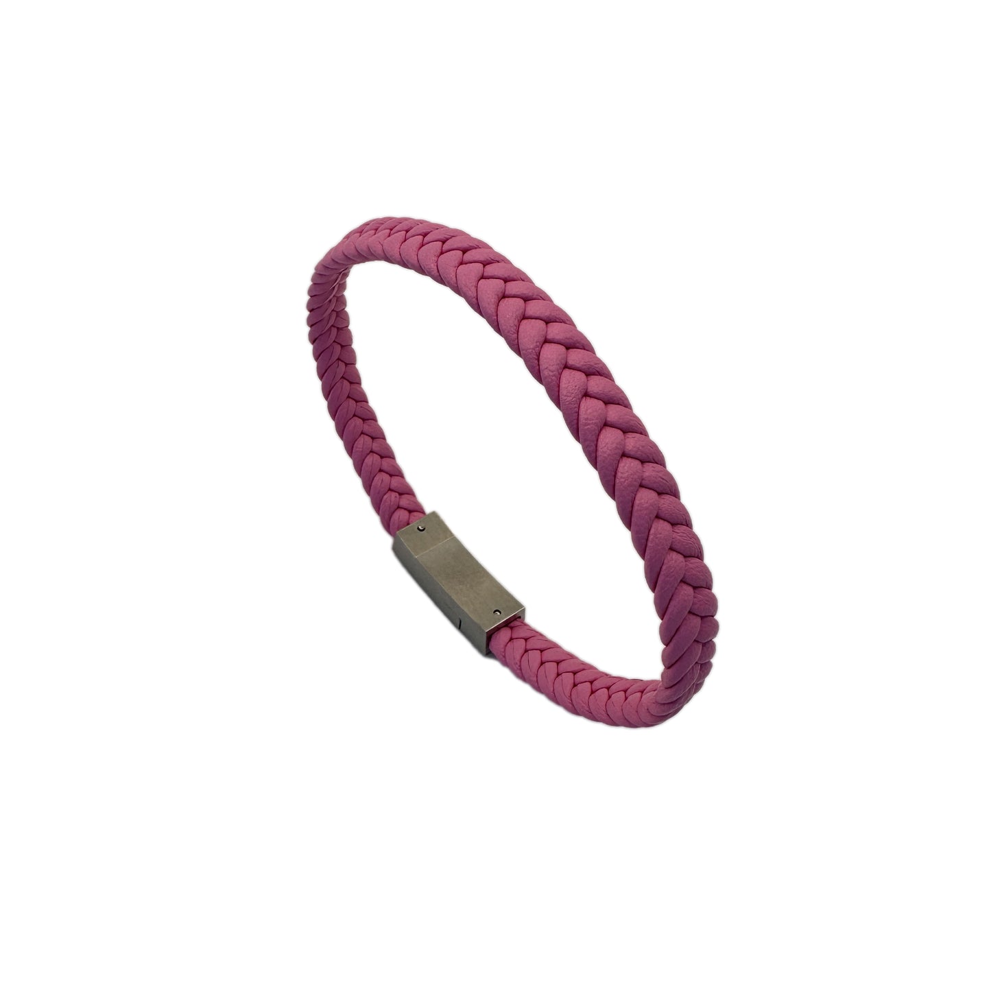 Red Leather Braided Bracelet with Stainless Steel Clasp