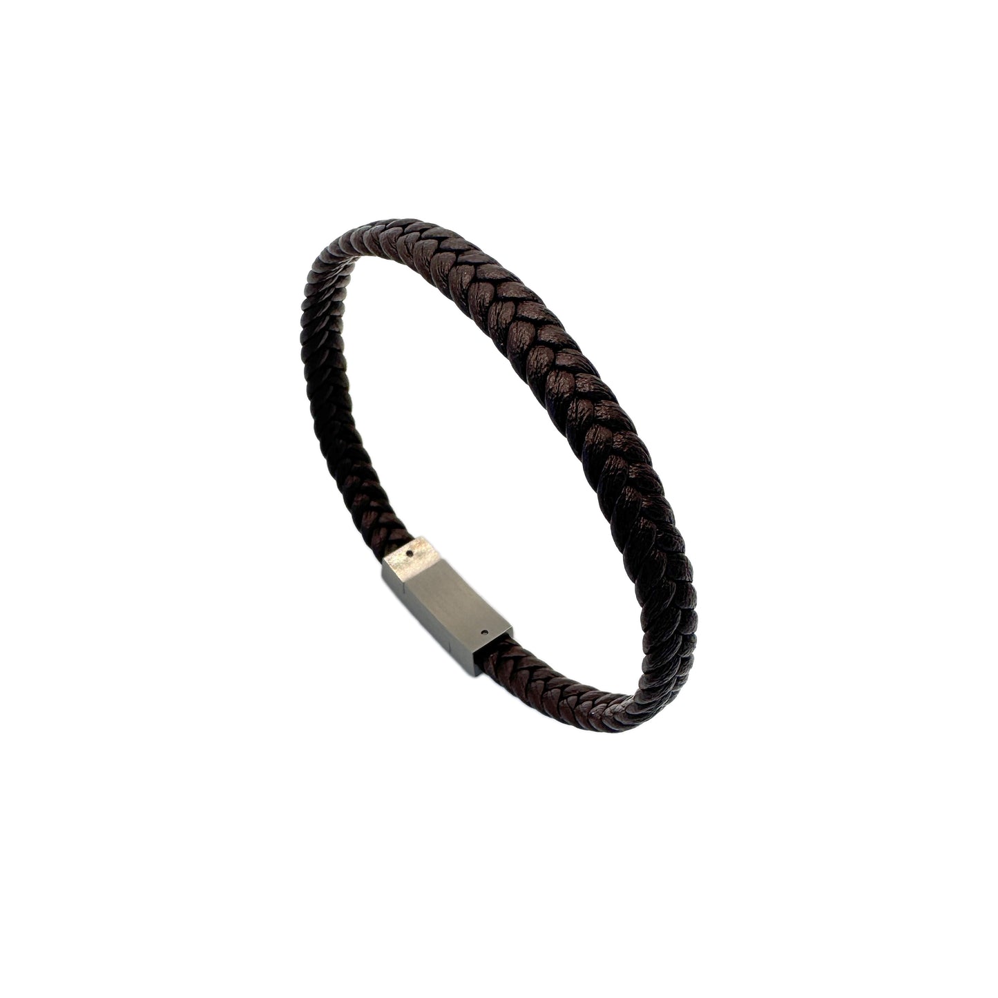 Red Leather Braided Bracelet with Stainless Steel Clasp