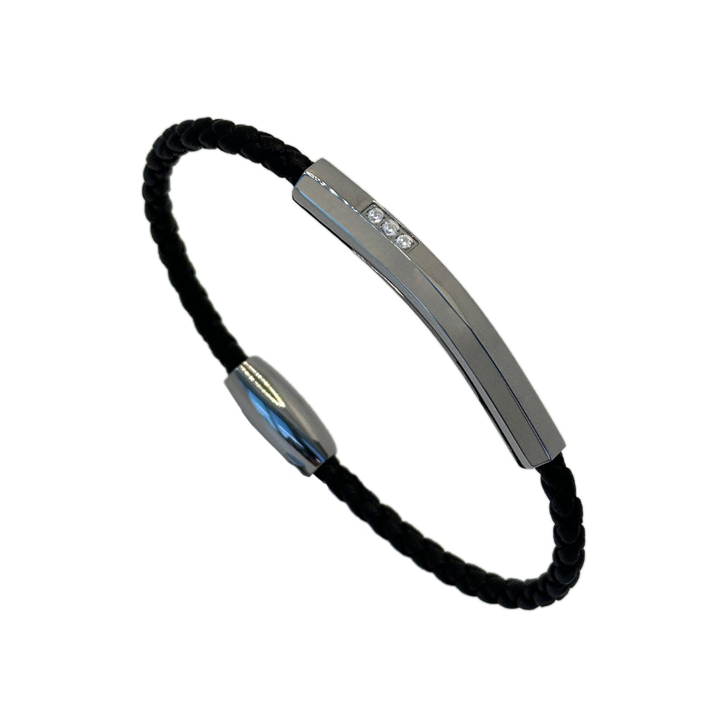 Eye-Catching Gold Bar and Diamond Leather Bracelet for Men
