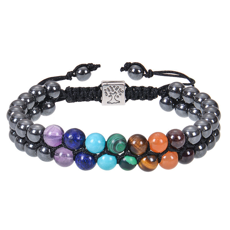 Colorful Natural Stone Double-layer Bracelet 6mm