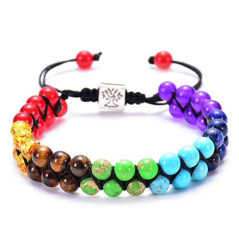 Colorful Natural Stone Double-layer Bracelet 6mm