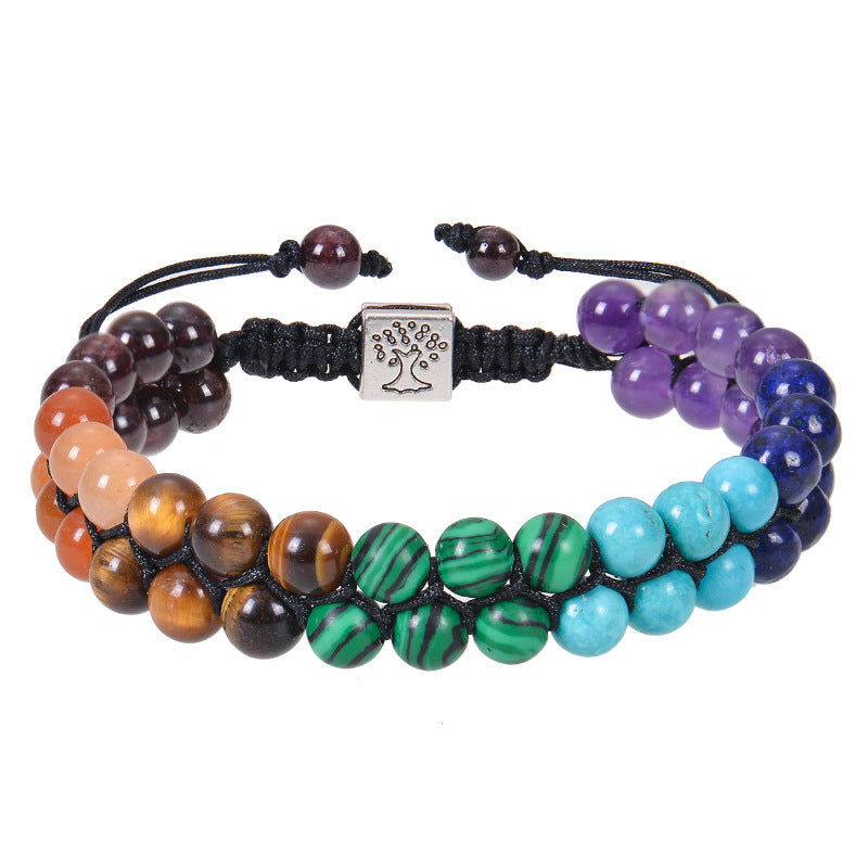 Colorful Natural Stone Double-layer Bracelet 6mm