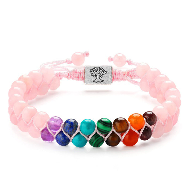 Colorful Natural Stone Double-layer Bracelet 6mm