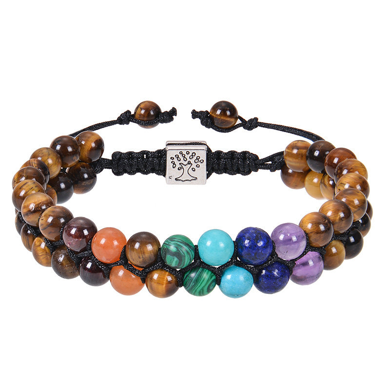 Colorful Natural Stone Double-layer Bracelet 6mm