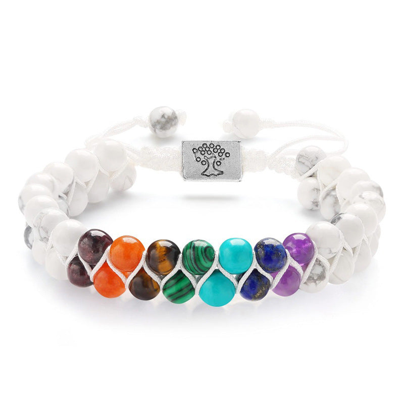 Colorful Natural Stone Double-layer Bracelet 6mm