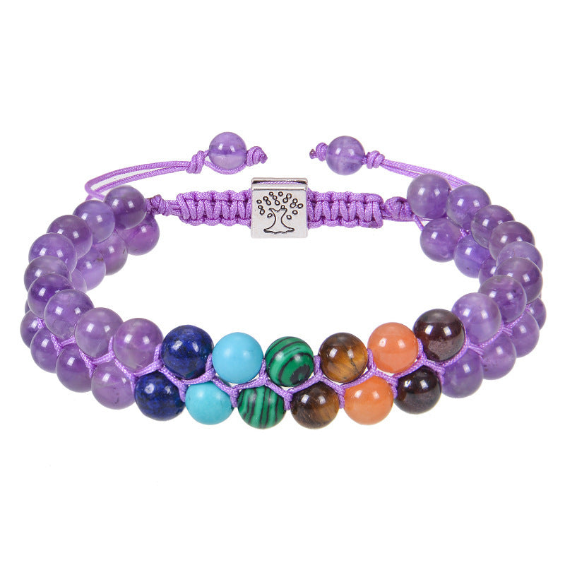 Colorful Natural Stone Double-layer Bracelet 6mm