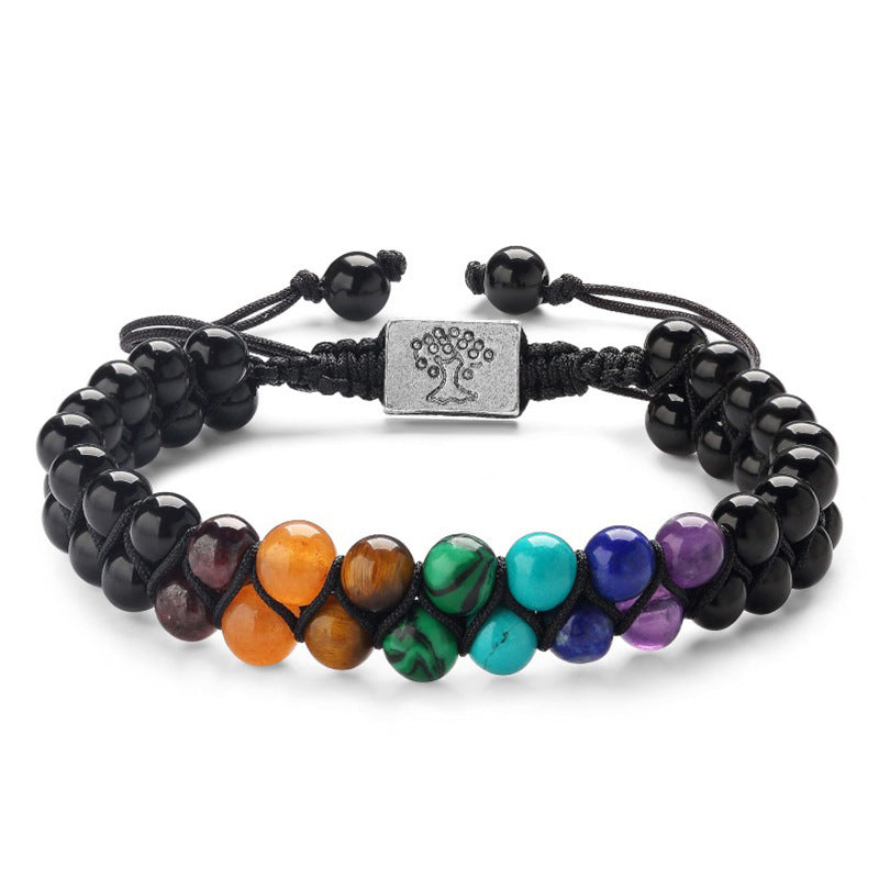 Colorful Natural Stone Double-layer Bracelet 6mm