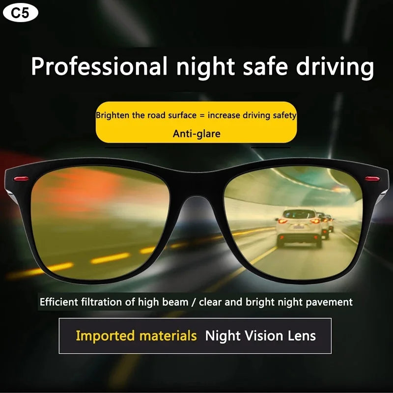 Night Vision Glasses PC Frame Polarized Sunglasses Unisex Outdoor Sport Sun Glasses Day Night Vision Driver Night Glasses Goggles