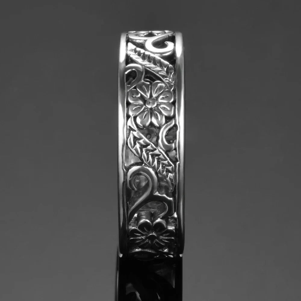 Vintage 925 Sterling Silver Rings for Women Flower Shaped Hollow Out Ring Fashion Fine Jewelry Gift Big Silver Rings