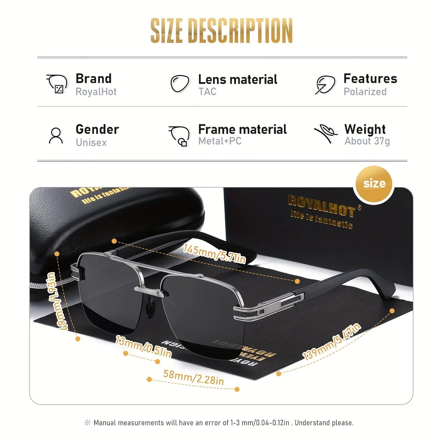 Unisex Polarized Classic Metal Oval Border Sunglasses Driving Sun Glasses,rh004