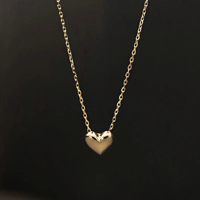 925 Sterling Silver Classic Love Heart Choker Necklace Pendant for Women 14K Gold Plated Necklaces Wedding Party Jewelry Gift