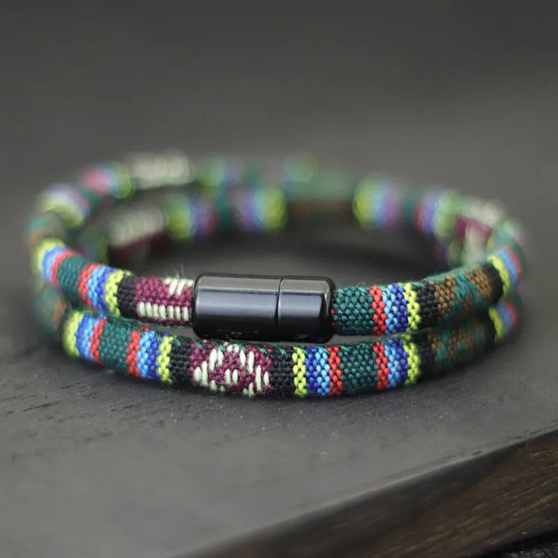 Men Bohemia Rope Bracelet Attract Magentic Braclet Adventure Survival Braslet Pulseras Hilo Hombre Beach Surf Brazalete