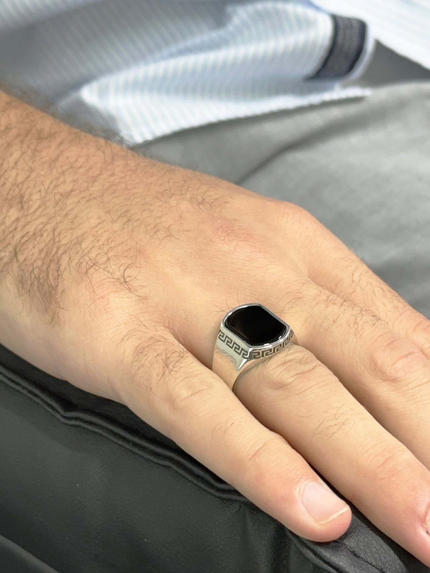 Aqeeq Stone, Onyx Stone Silver 925 Men's Turkish Ring