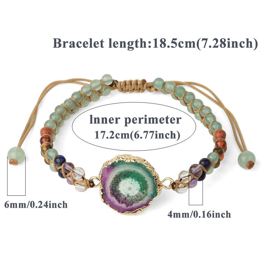 Agate Stone Natural Crystal Beaded Braided Yoga Bracelet For Women