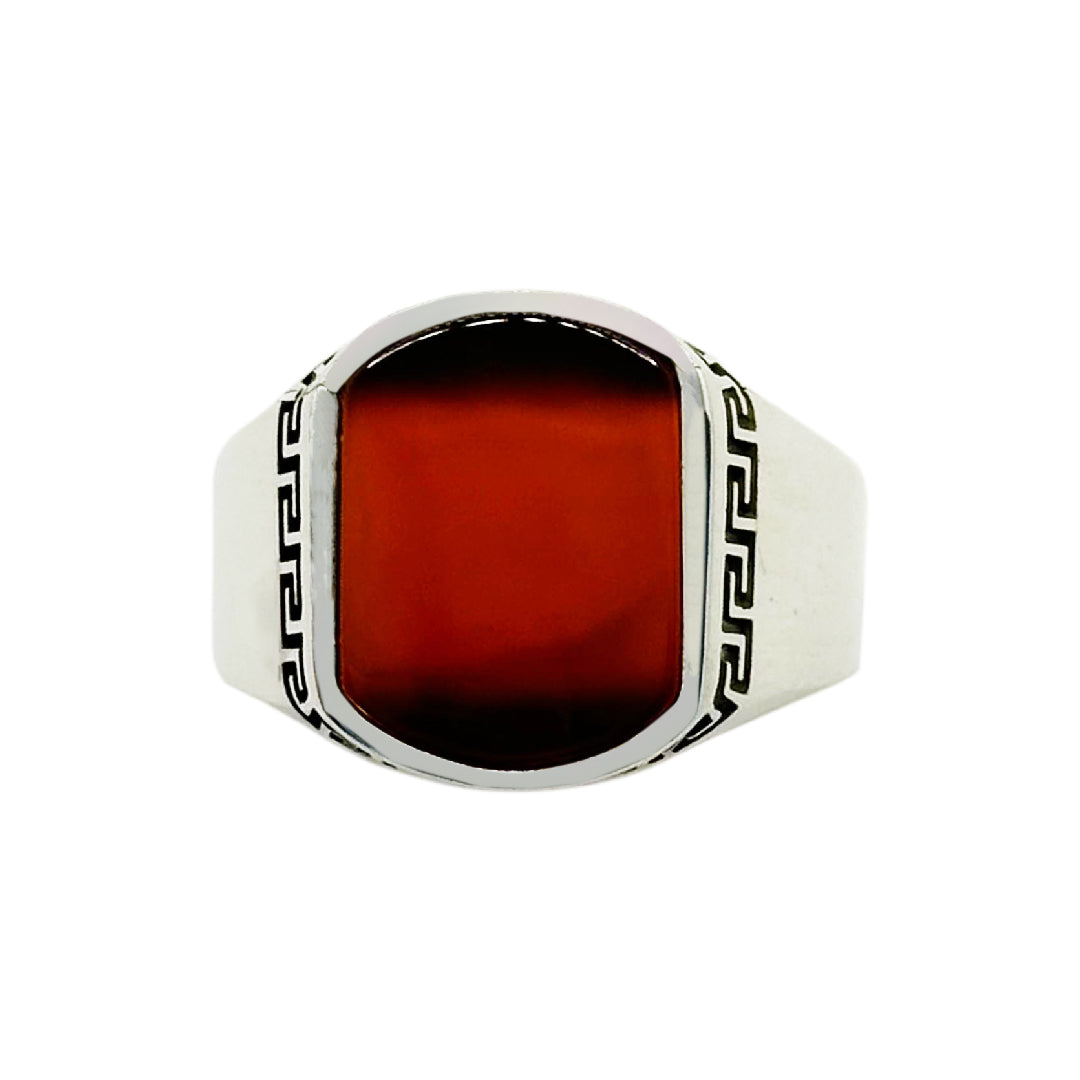 Aqeeq Stone, Onyx Stone Silver 925 Men's Turkish Ring