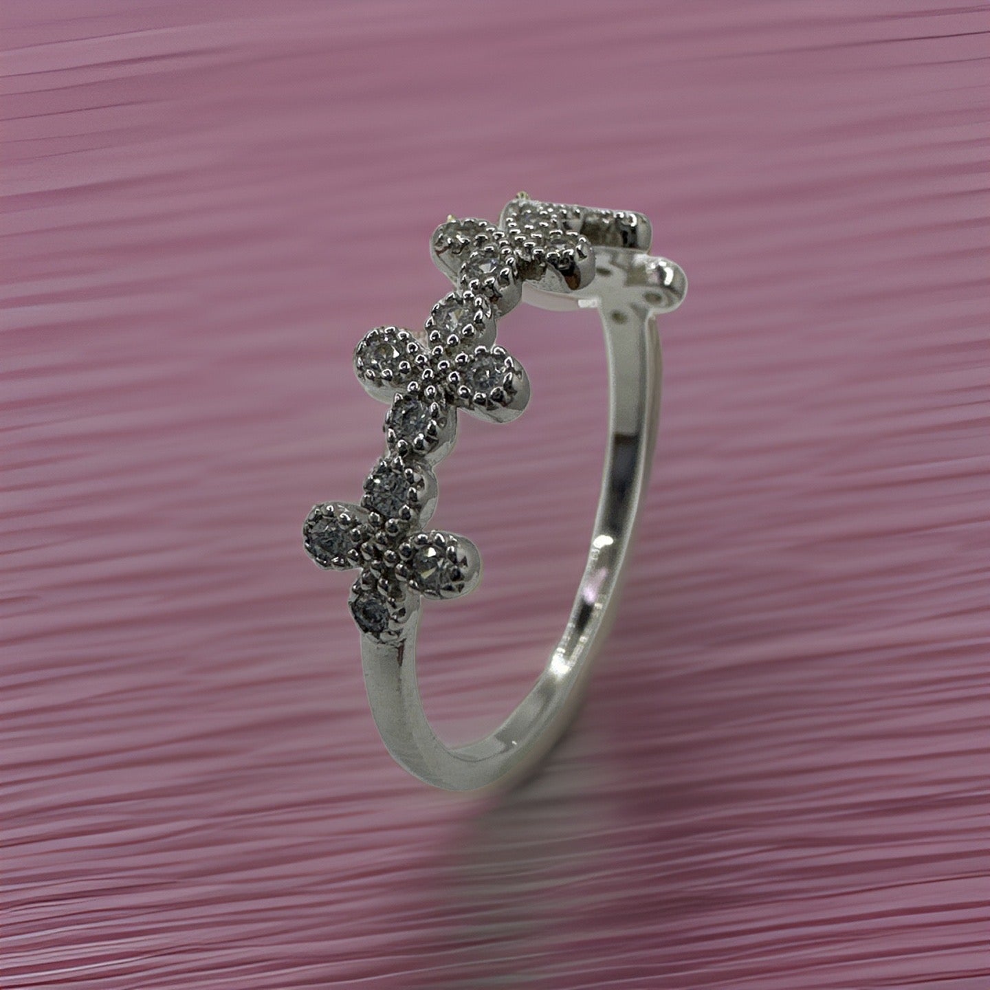Sparkling Zirconia Stone Silver Ring