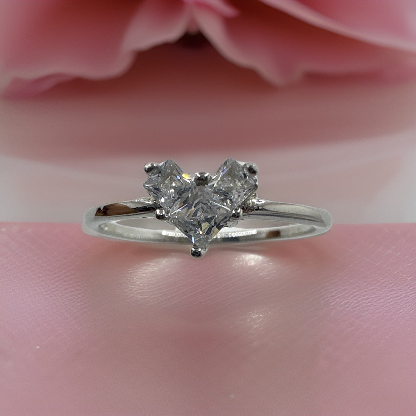 Silver 925 Ring Heart Shape Stone