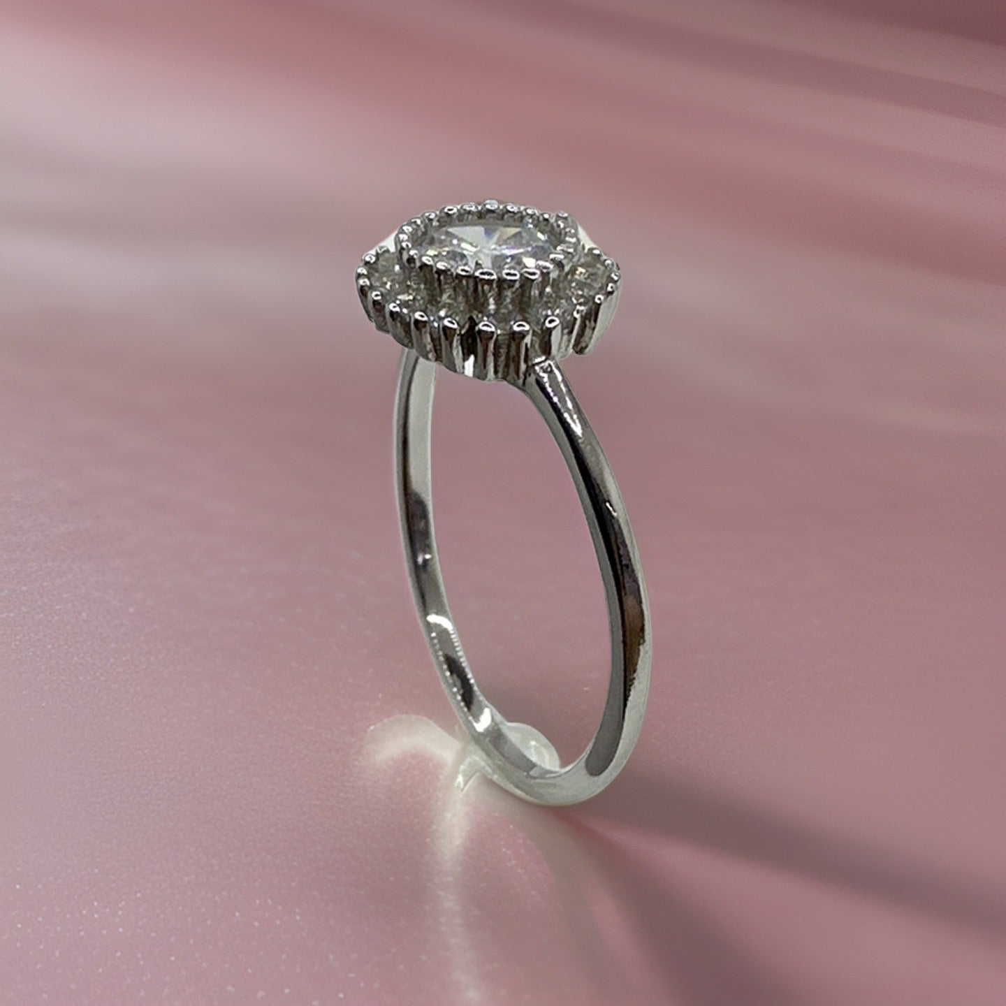 Elegant Sterling Silver Ring with Multiple White Zirconia Stones