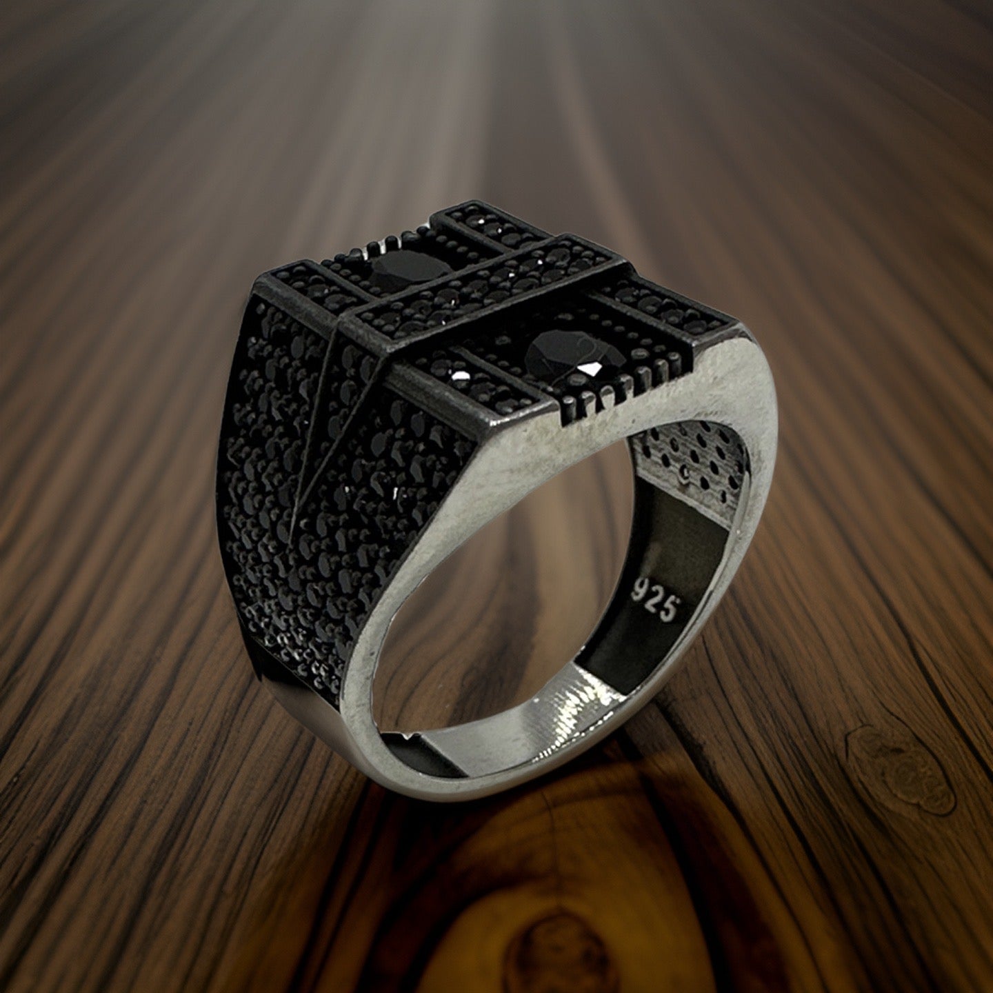 Complete Your Masculine Style: Black Zircon Stone Silver Ring