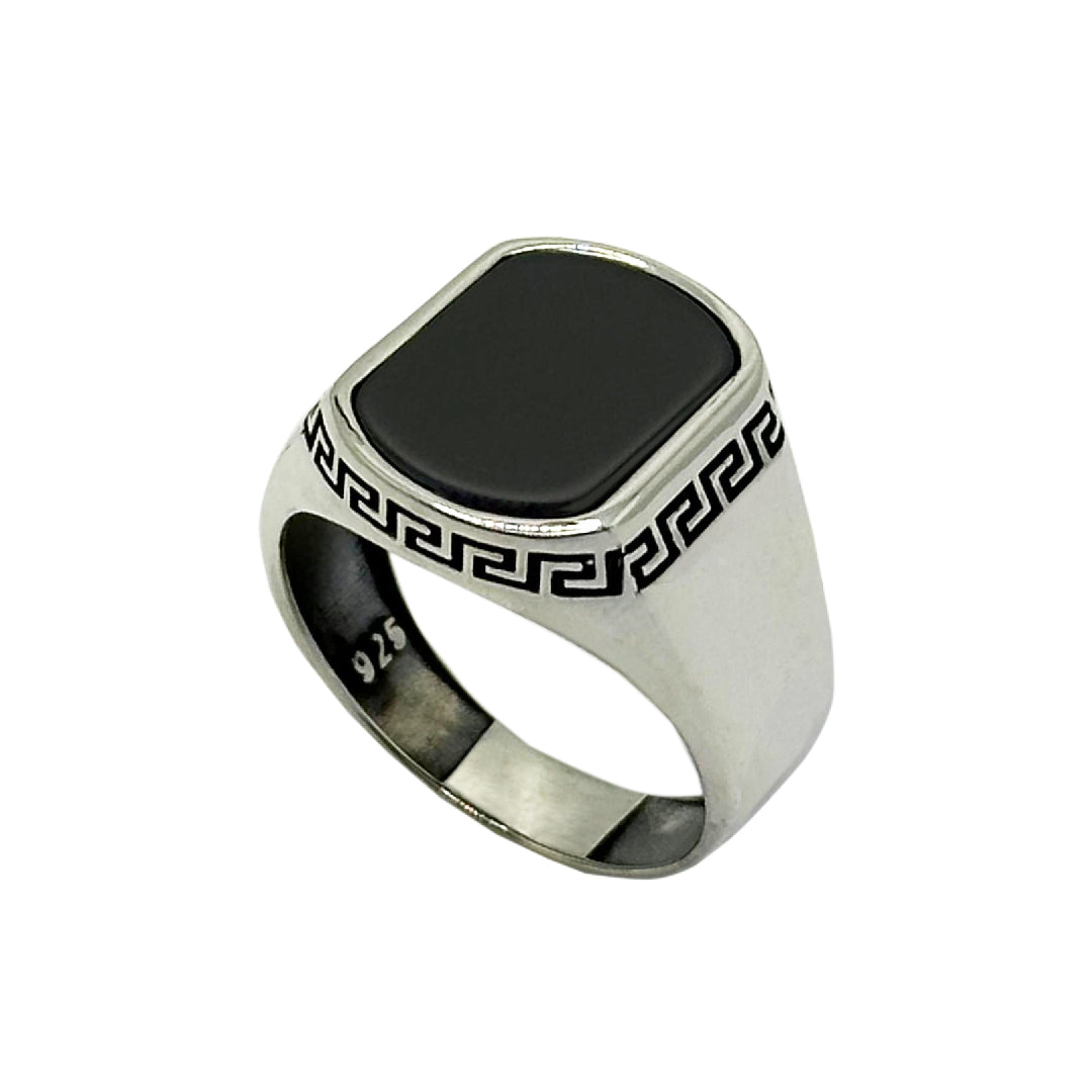 Aqeeq Stone, Onyx Stone Silver 925 Men's Turkish Ring