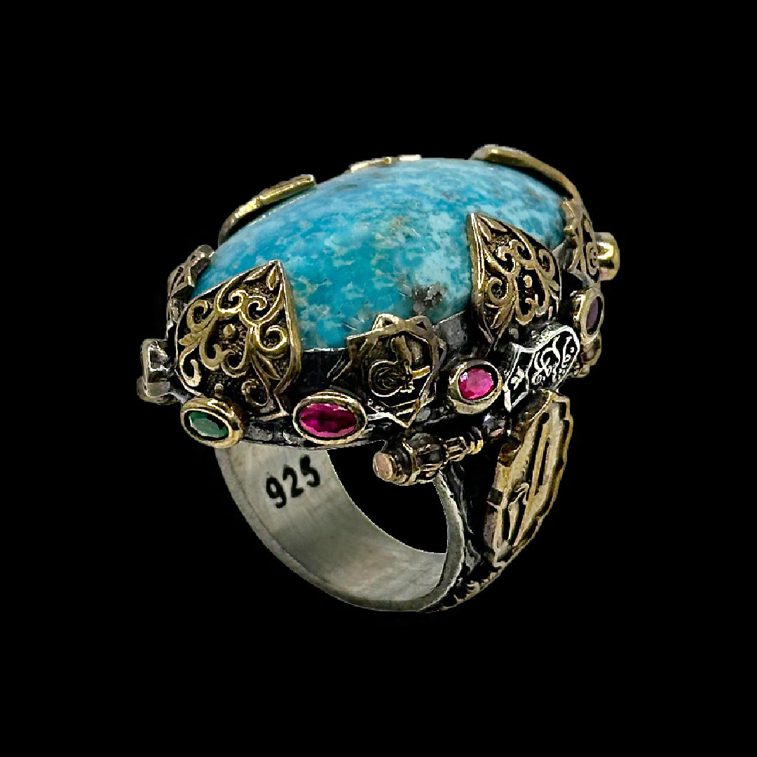 black stone silver 925 turkish ring 