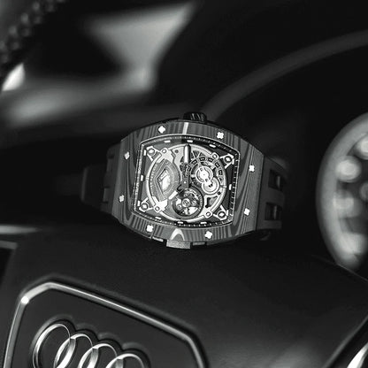 Carbon Fiber Kinetic Energy Display Automatic Watch
