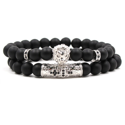 Suit Frosted Stone Stretch Bracelet