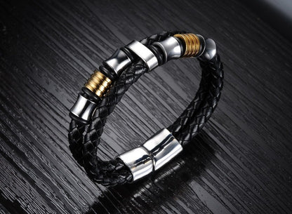 Magnetic Buckle  Knitted Leather Bracelet