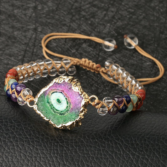 Agate Stone Natural Crystal Beaded Braided Yoga Bracelet For Women