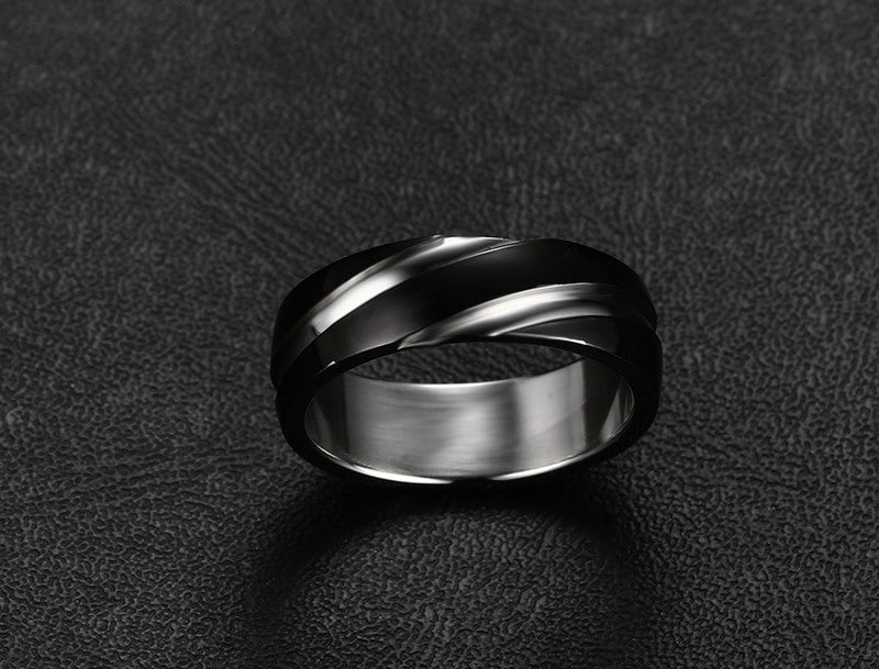 Schwarzer Herrenring aus Titanstahl-Twill