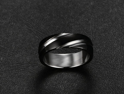 Schwarzer Herrenring aus Titanstahl-Twill