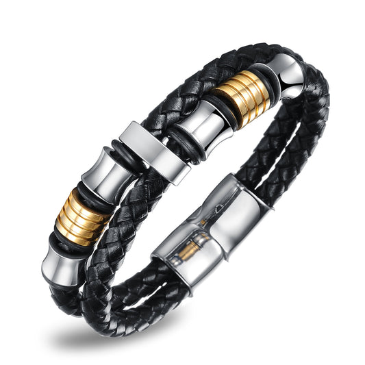 Magnetic Buckle  Knitted Leather Bracelet