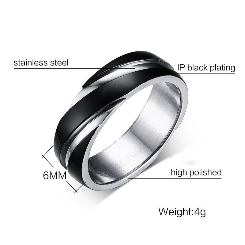 Schwarzer Herrenring aus Titanstahl-Twill